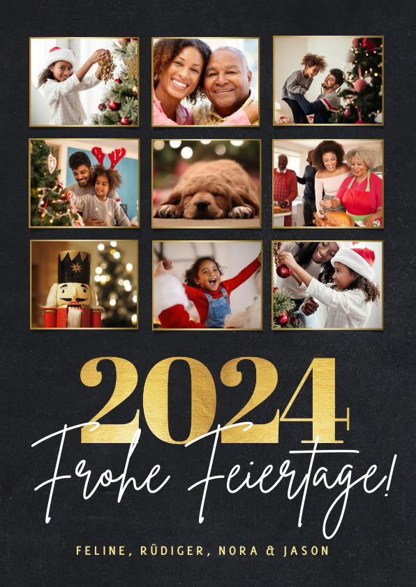 Fotocollage Weihnachtskarte Frohe Feiertage und Jahreszahl - Weihnachtskarten Weihnachtskarten - Fotocollage Weihnachtskarte Frohe Feiertage und Jahreszahl