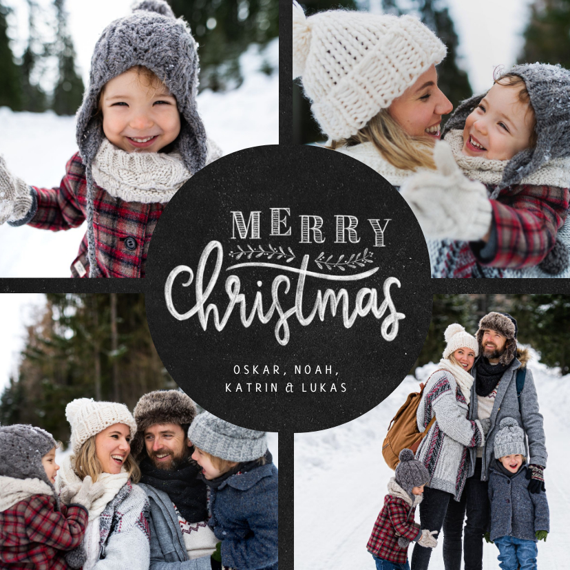 Fotocollage Weihnachtskarte 'Merry Christmas' - Weihnachtskarten Weihnachtskarten - Fotocollage Weihnachtskarte 'Merry Christmas'