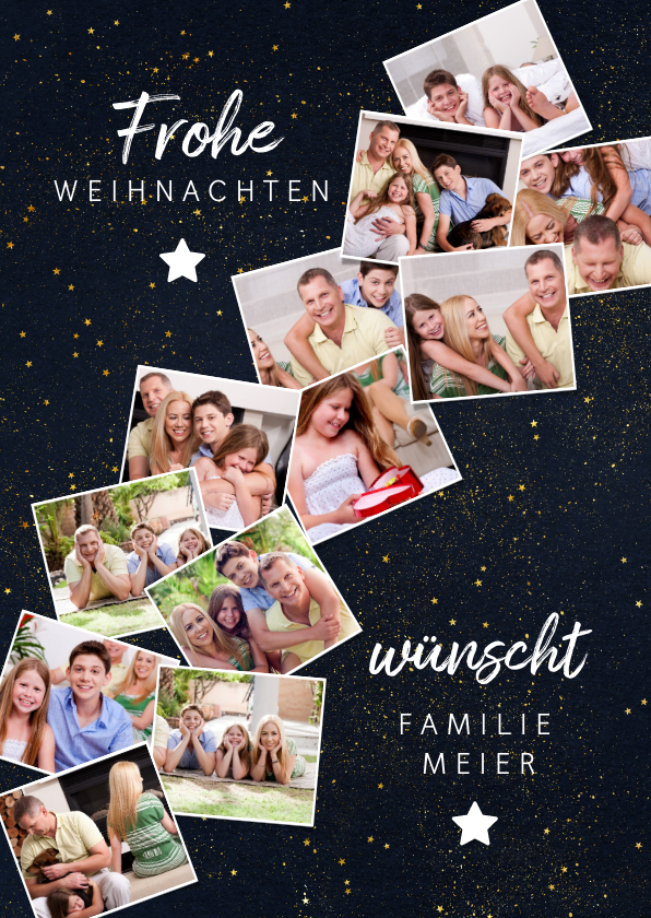 Weihnachtskarten - Fotocollage-Weihnachtskarte mit 12 Fotos