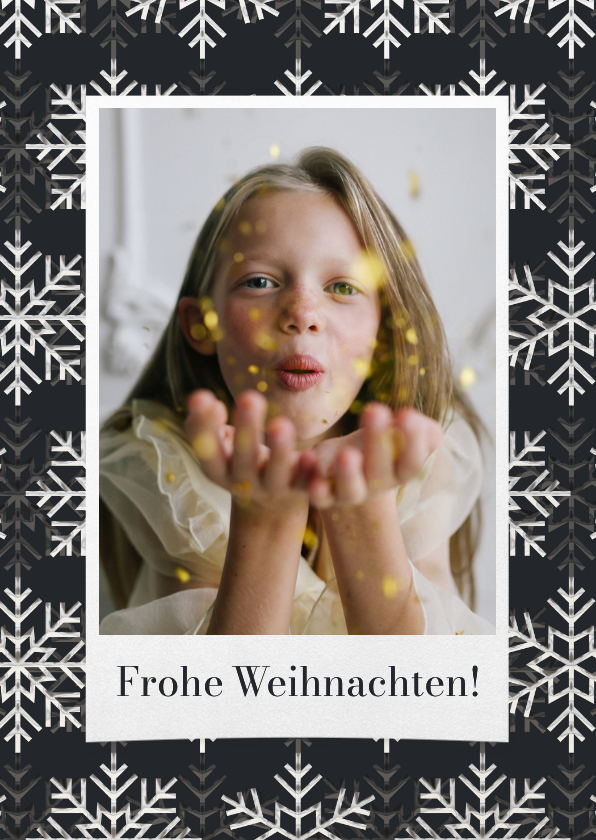 Fotokarte 'Frohe Weihnachten' Schneekristalle - Weihnachtskarten Weihnachtskarten - Fotokarte 'Frohe Weihnachten' Schneekristalle