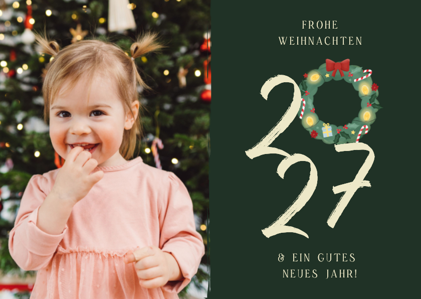 Fotokarte Weihnachten 2027 Kranz - Weihnachtskarten Weihnachtskarten - Fotokarte Weihnachten 2027 Kranz