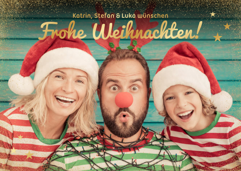 Weihnachtskarten - Fotokarte Weihnachtsgrüße mit Gold