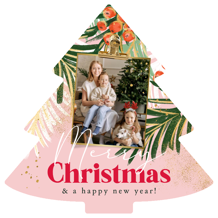 Fotokarte Weihnachtsgrüße Weihnachtsbaum Zweige und Beeren - Weihnachtskarten Weihnachtskarten - Fotokarte Weihnachtsgrüße Weihnachtsbaum Zweige und Beeren