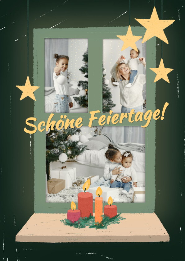 Weihnachtskarten - Fotoweihnachtskarte mit Fenster