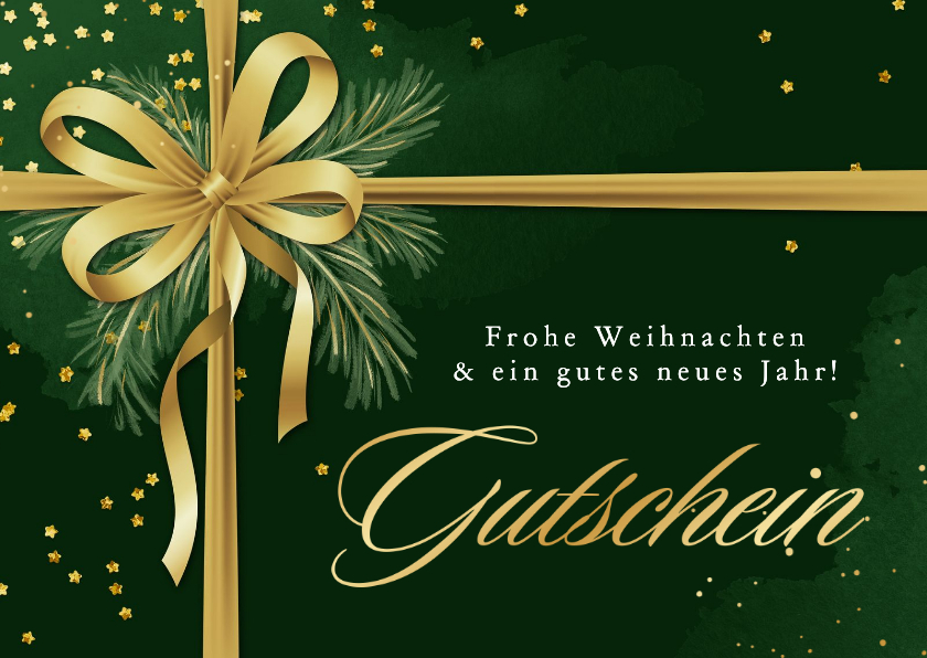 Weihnachtskarten - Geschenkgutschein Tannenzweige Schleife Weihnachten
