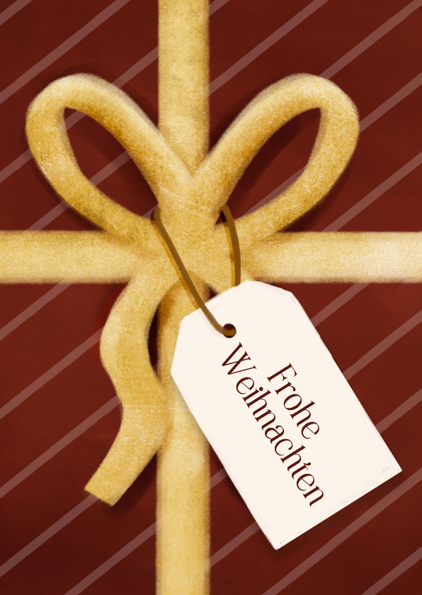 Weihnachtskarten - Geschenkgutschein Weihnachten dunkelrot mit Goldschleife