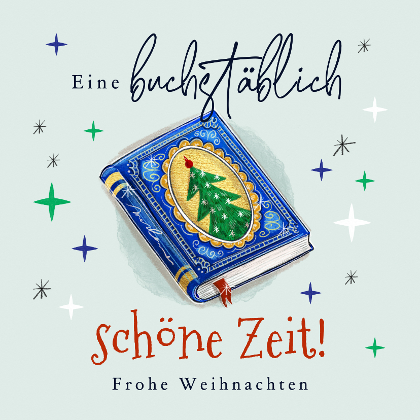 Grußkarte 'buchstäblich schöne Weihnachten' - Weihnachtskarten Weihnachtskarten - Grußkarte 'buchstäblich schöne Weihnachten'