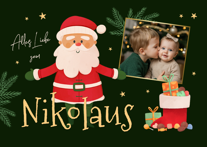 Weihnachtskarten - Grußkarte Nikolaustag mit Foto & kleinem Nikolaus