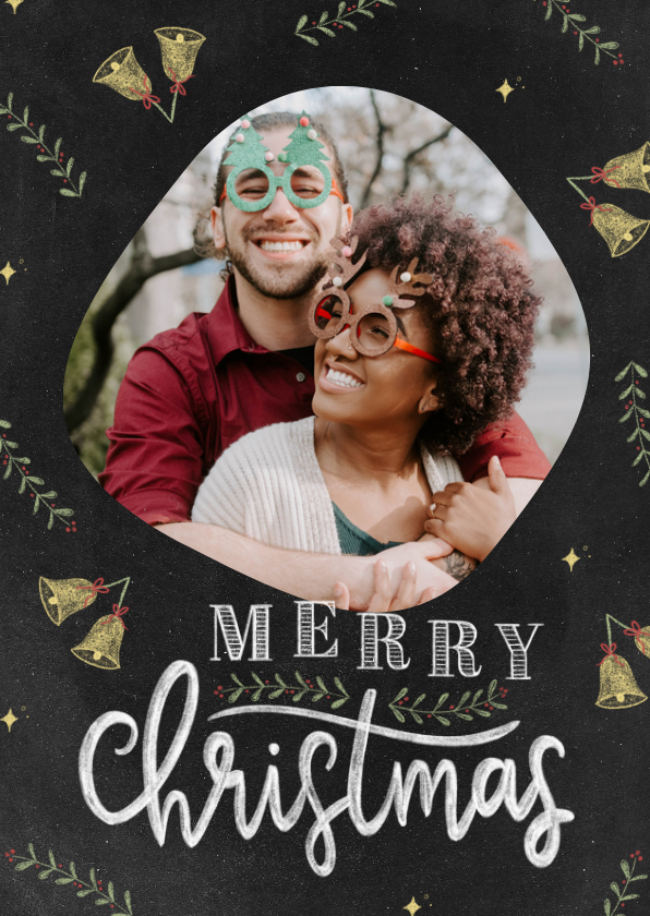 Grußkarte Weihnachten Foto & 'Merry Christmas' Kreidelook - Weihnachtskarten Weihnachtskarten - Grußkarte Weihnachten Foto & 'Merry Christmas' Kreidelook