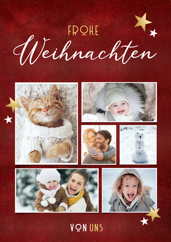 Weihnachtskarten - Grußkarte Weihnachten Fotos und Sterne