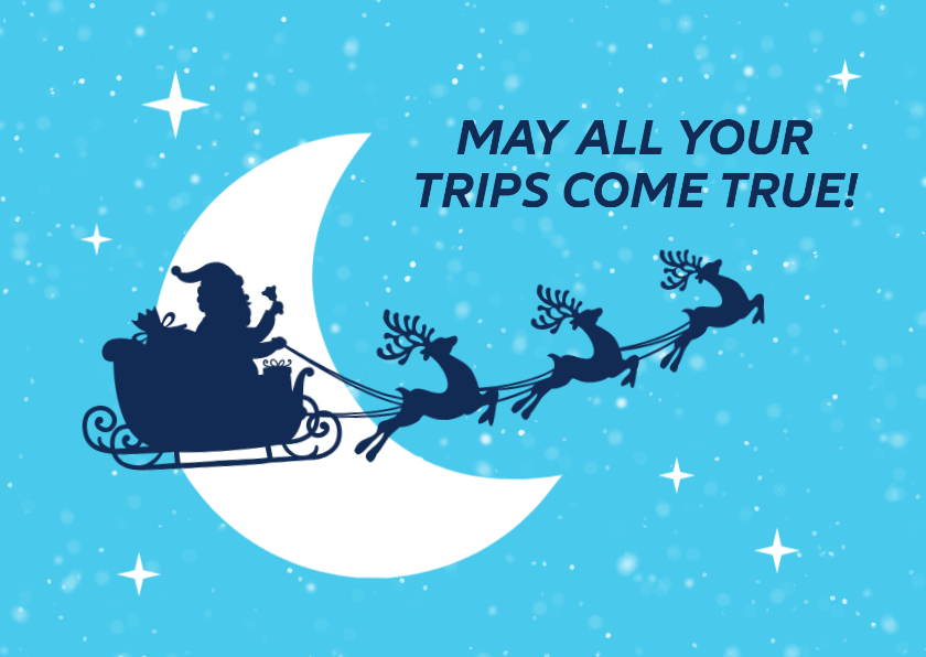 Grußkarte Weihnachten 'May all your trips come true' - Weihnachtskarten Weihnachtskarten - Grußkarte Weihnachten 'May all your trips come true'
