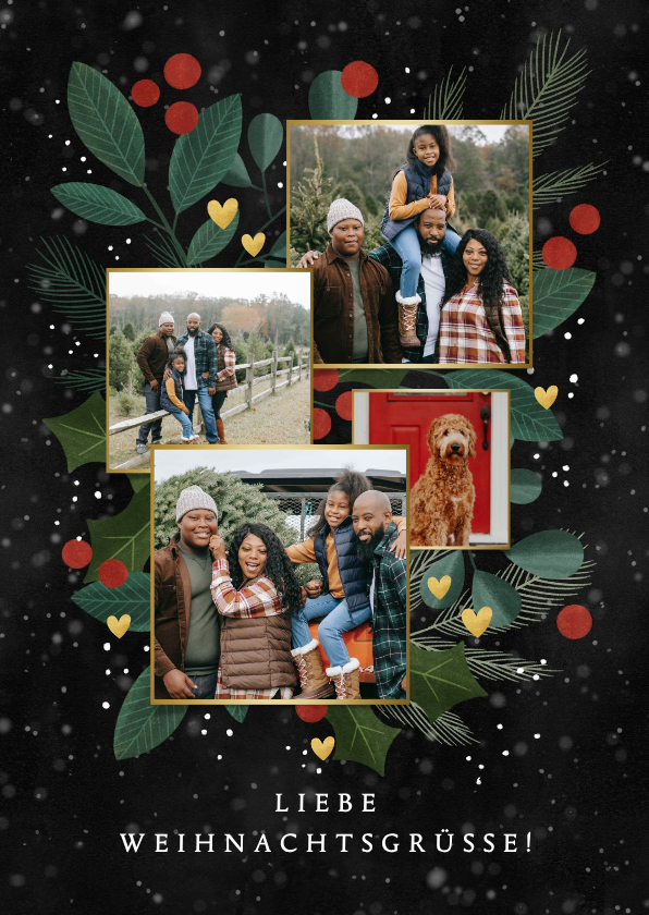 Grußkarte Weihnachten mit Fotocollage & Zweigen - Weihnachtskarten Weihnachtskarten - Grußkarte Weihnachten mit Fotocollage & Zweigen