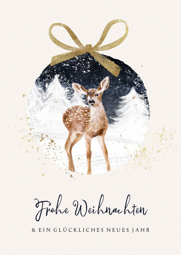 Grußkarte Weihnachten Rehkitz im Schnee - Weihnachtskarten Weihnachtskarten - Grußkarte Weihnachten Rehkitz im Schnee
