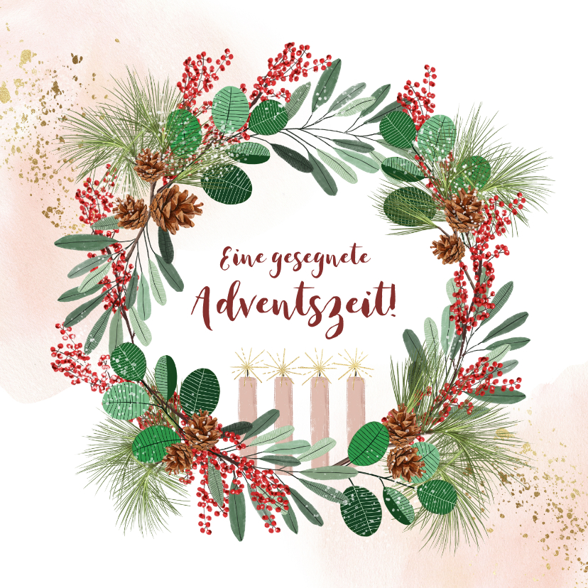 Weihnachtskarten - Grußkarte zur Adventszeit mit Adventskranz