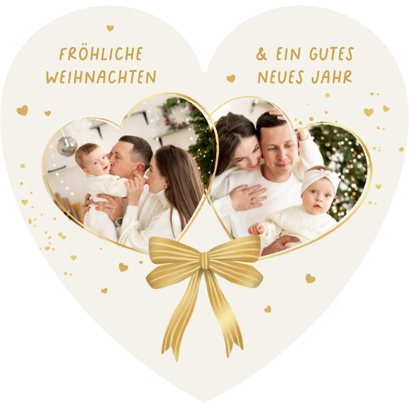 Herzförmige Weihnachtskarte mit Herzfotos - Weihnachtskarten Weihnachtskarten - Herzförmige Weihnachtskarte mit Herzfotos