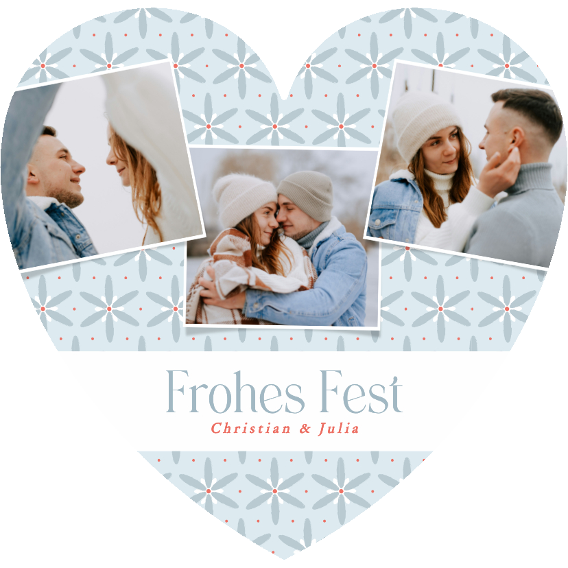 Herzkarte Weihnachten Eisblumen Fotocollage - Weihnachtskarten Weihnachtskarten - Herzkarte Weihnachten Eisblumen Fotocollage