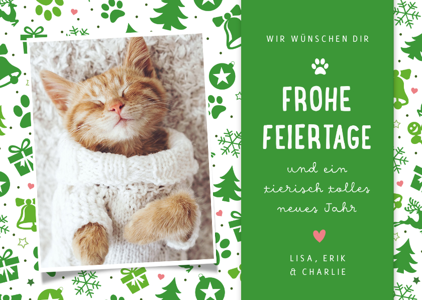 Illustrierte Weihnachtskarte mit Haustier-Foto - Weihnachtskarten Weihnachtskarten - Illustrierte Weihnachtskarte mit Haustier-Foto