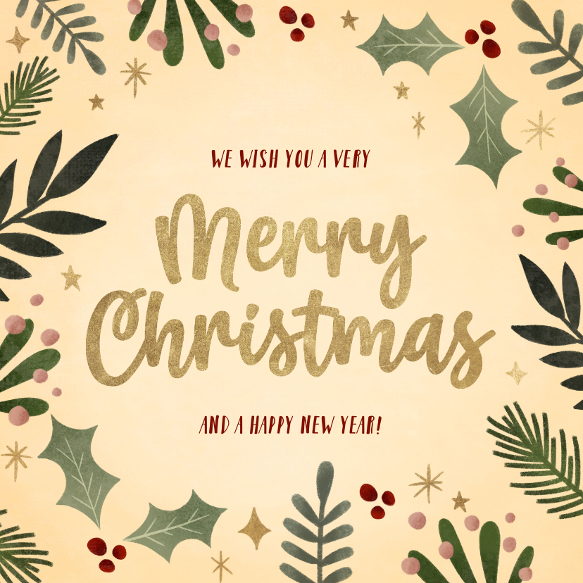 Karte Weihnachten 'Merry Christmas' botanisch - Weihnachtskarten Weihnachtskarten - Karte Weihnachten 'Merry Christmas' botanisch