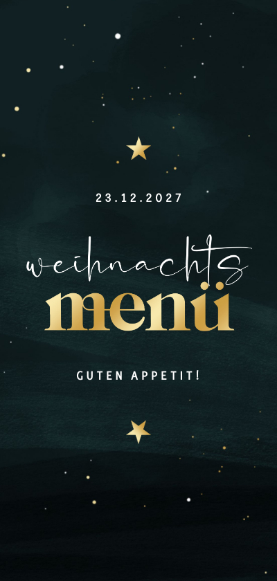 Weihnachtskarten - Karte Weihnachtsmenü Schrift in Goldlook