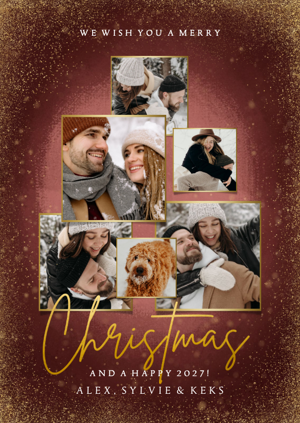 Karte zu Weihnachten Goldstaub mit Fotocollage - Weihnachtskarten Weihnachtskarten - Karte zu Weihnachten Goldstaub mit Fotocollage
