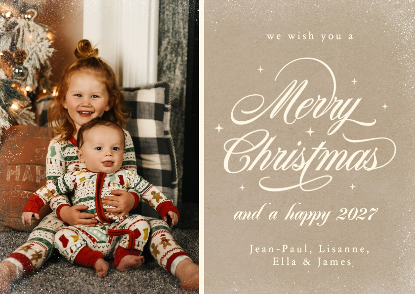Weihnachtskarten - Klassische Weihnachtskarte mit Foto Kraftpapieroptik 