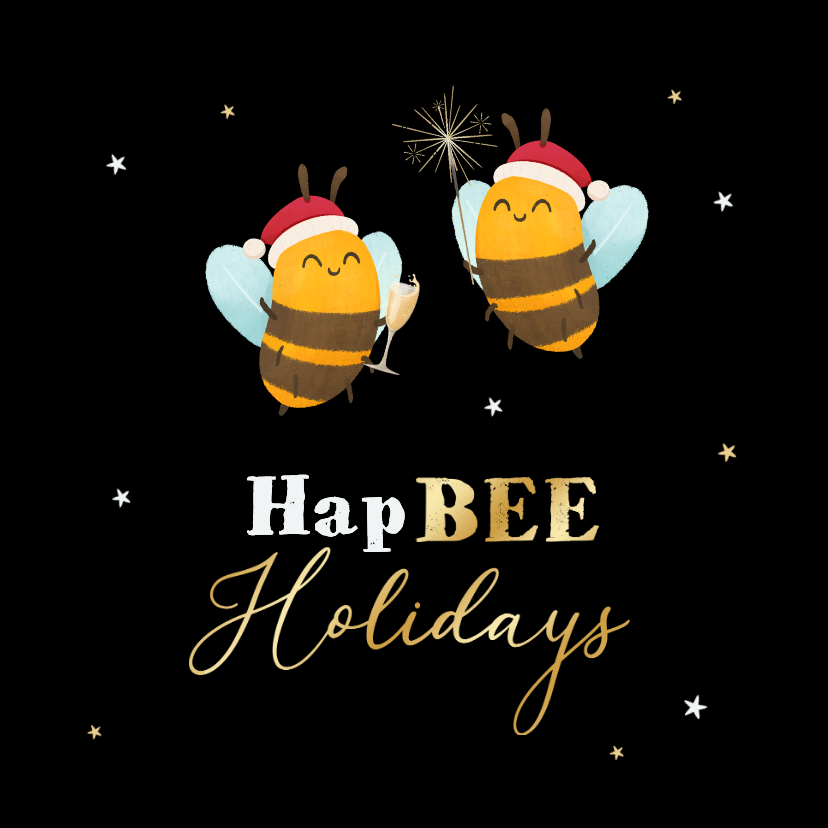 Lustige Weihnachtskarte 'Hapbee Holidays' Bienen - Weihnachtskarten Weihnachtskarten - Lustige Weihnachtskarte 'Hapbee Holidays' Bienen