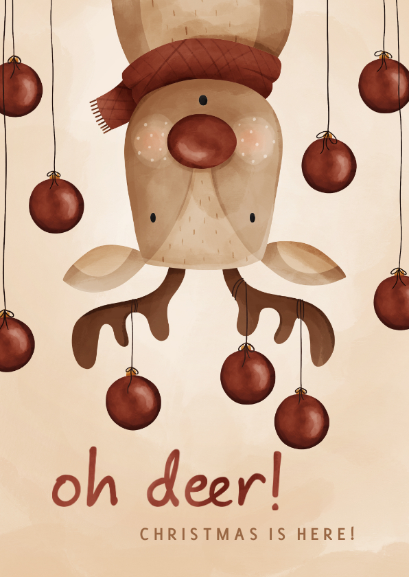 Weihnachtskarten - Lustige Weihnachtskarte Rentier 'Oh deer'
