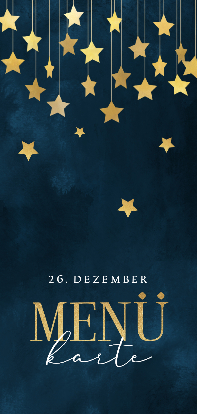 Menükarte blau Aquarell goldene Sterne Weihnachten - Weihnachtskarten Weihnachtskarten - Menükarte blau Aquarell goldene Sterne Weihnachten