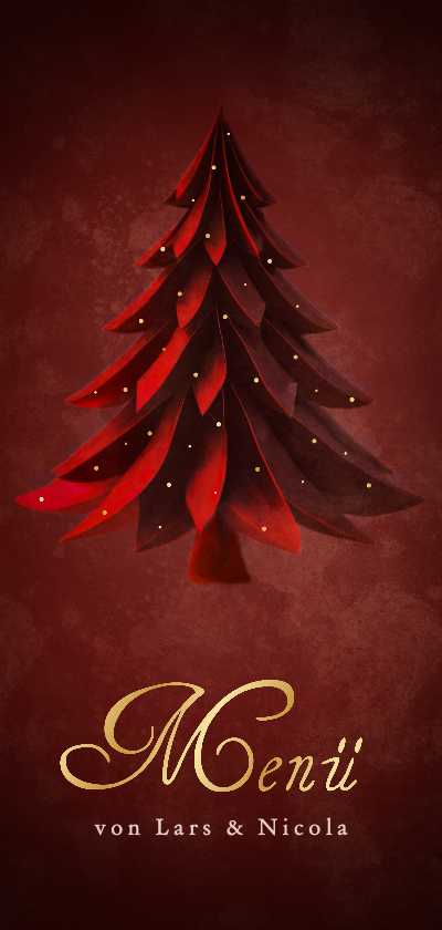 Weihnachtskarten - Menükarte Weihnachten Weihnachtsbaum Goldschrift