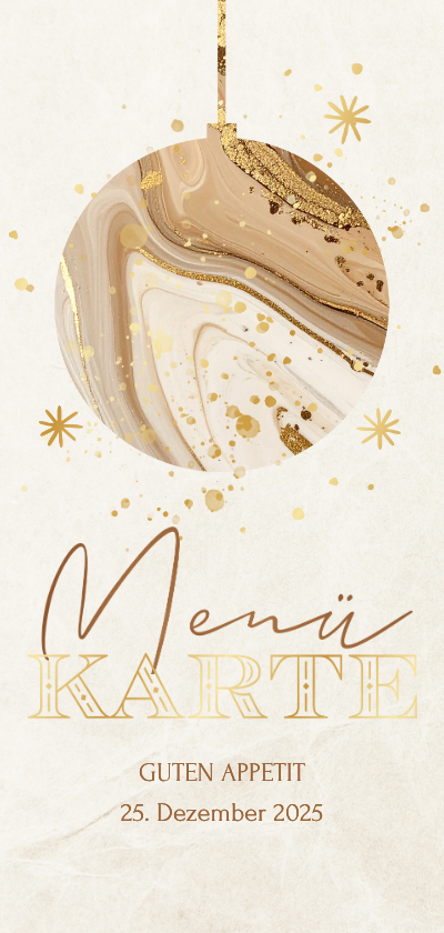 Menükarte Weihnachtsessen Marmor Weihnachtskugel - Weihnachtskarten Weihnachtskarten - Menükarte Weihnachtsessen Marmor Weihnachtskugel
