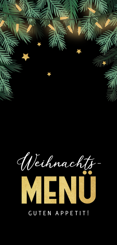 Weihnachtskarten - Menükarte Weihnachtsessen mit Tannenzweigen