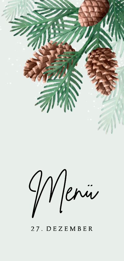 Weihnachtskarten - Menükarte Weihnachtsessen Tannenzapfen Tannenzweige