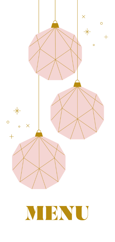 Menükarte Weihnachtskugeln geometrisch rosa - Weihnachtskarten Weihnachtskarten - Menükarte Weihnachtskugeln geometrisch rosa