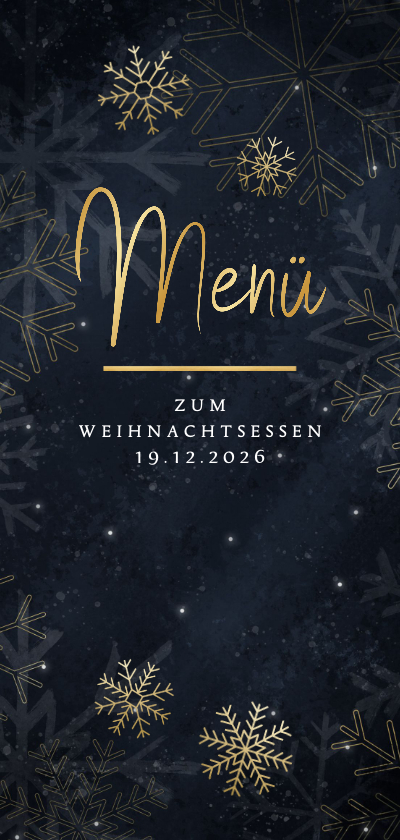 Weihnachtskarten - Menükarte zum Weihnachtsessen Schneeflocken