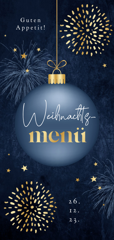 Weihnachtskarten - Menükarte zum Weihnachtsessen Weihnachtskugeln