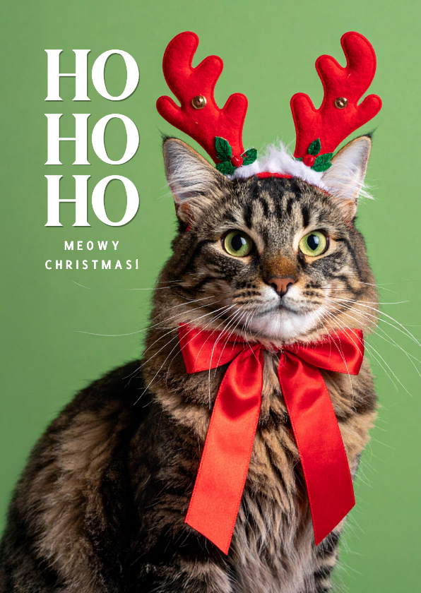 Meowy Christmas Weihnachtskarte Katze mit Geweih lustig - Weihnachtskarten Weihnachtskarten - Meowy Christmas Weihnachtskarte Katze mit Geweih lustig