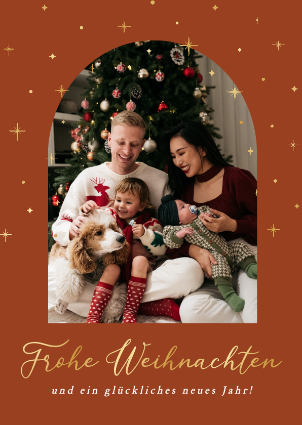 Weihnachtskarten - Moderne Foto-Weihnachtskarte Goldsterne