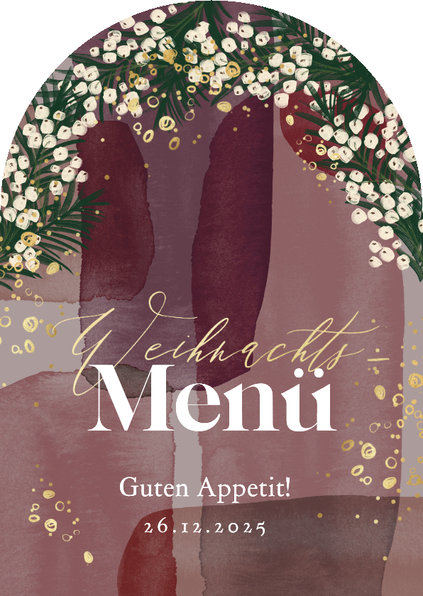 Weihnachtskarten - Moderne Menükarte zum Weihnachtsessen Aquarell & Beeren