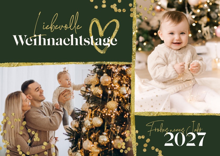 Moderne Weihnachtsgrüße Fotocollage & Schneeflocken - Weihnachtskarten Weihnachtskarten - Moderne Weihnachtsgrüße Fotocollage & Schneeflocken