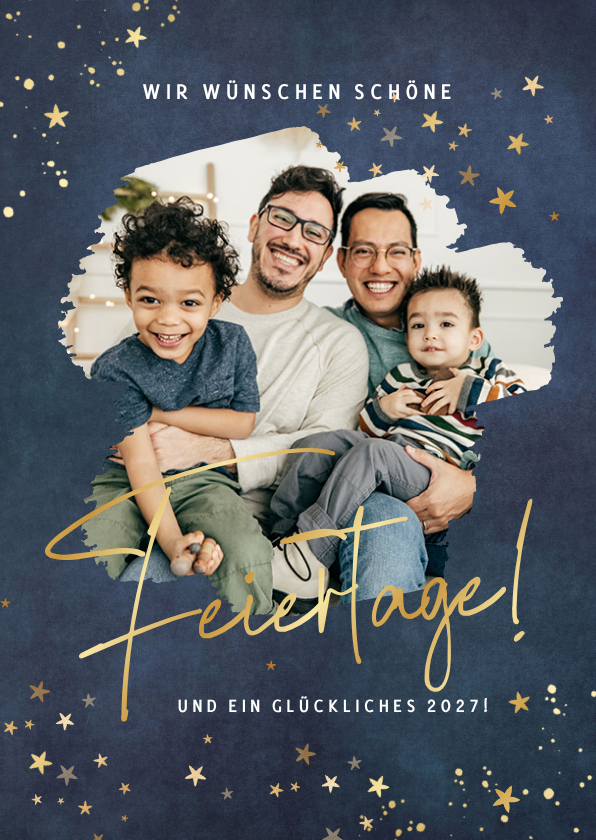 Moderne Weihnachtskarte Foto & Sterne - Weihnachtskarten Weihnachtskarten - Moderne Weihnachtskarte Foto & Sterne
