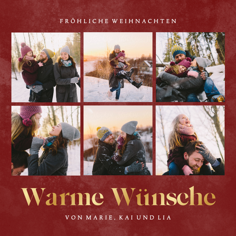 Weihnachtskarten - Moderne Weihnachtskarte Fotoserie 'Warme Wünsche'