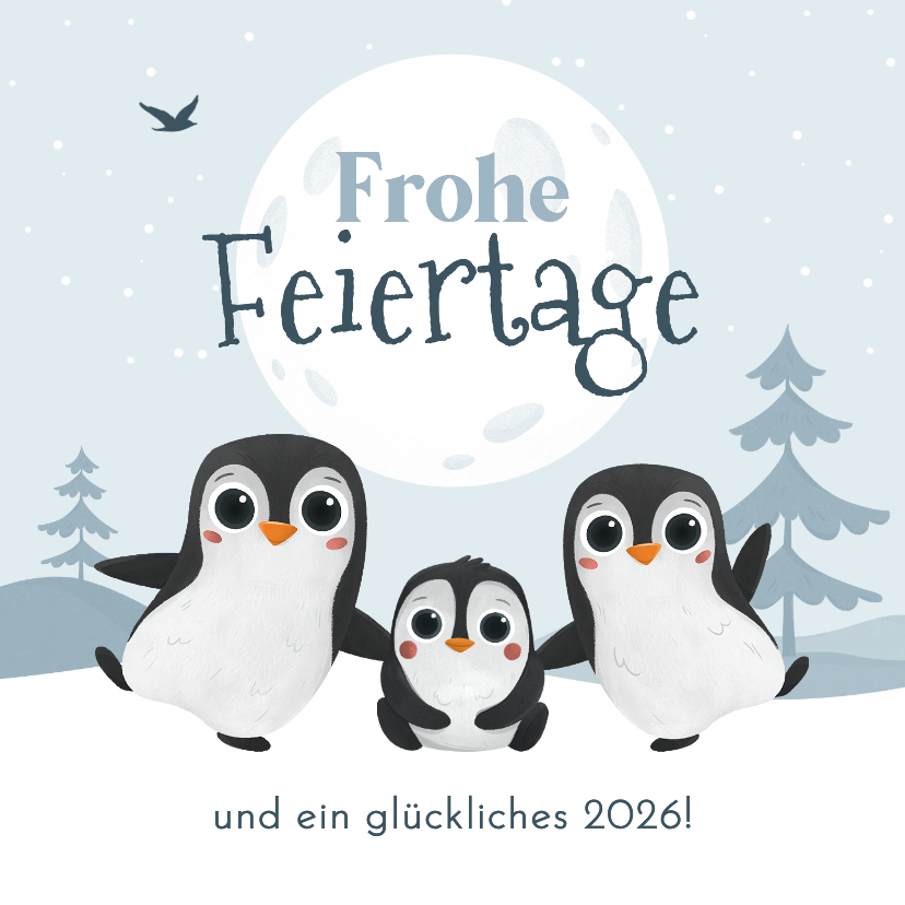 Pinguine im Schnee Weihnachtsgrußkarte Kinder Familie - Weihnachtskarten Weihnachtskarten - Pinguine im Schnee Weihnachtsgrußkarte Kinder Familie