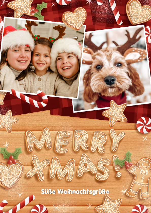 Süße Weihnachtsgrüße Fotokarte mit Süßigkeiten - Weihnachtskarten Weihnachtskarten - Süße Weihnachtsgrüße Fotokarte mit Süßigkeiten