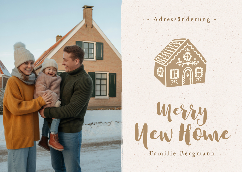 Umzugskarte Lebkuchenhaus Foto Weihnachtskarte - Weihnachtskarten Weihnachtskarten - Umzugskarte Lebkuchenhaus Foto Weihnachtskarte