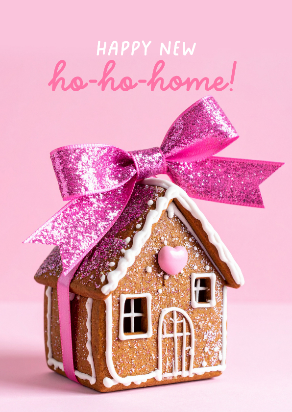 Umzugskarte Weihnachten Lebkuchenhaus mit Schleife - Weihnachtskarten Weihnachtskarten - Umzugskarte Weihnachten Lebkuchenhaus mit Schleife