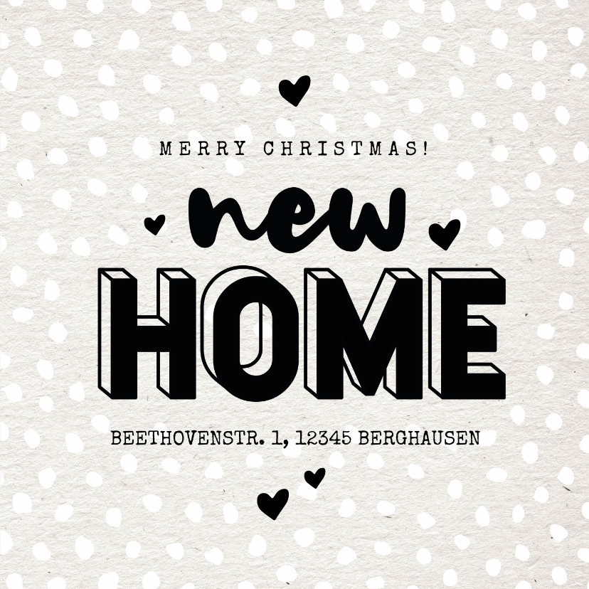 Weihnachtskarten - Weihnachts-Umzugskarte 'new home' und Herzen