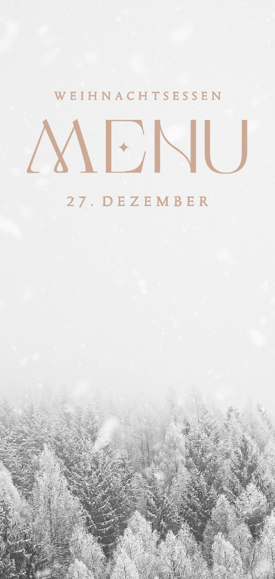 Weihnachtskarten - Weihnachtsessen Menükarte Winterlandschaft