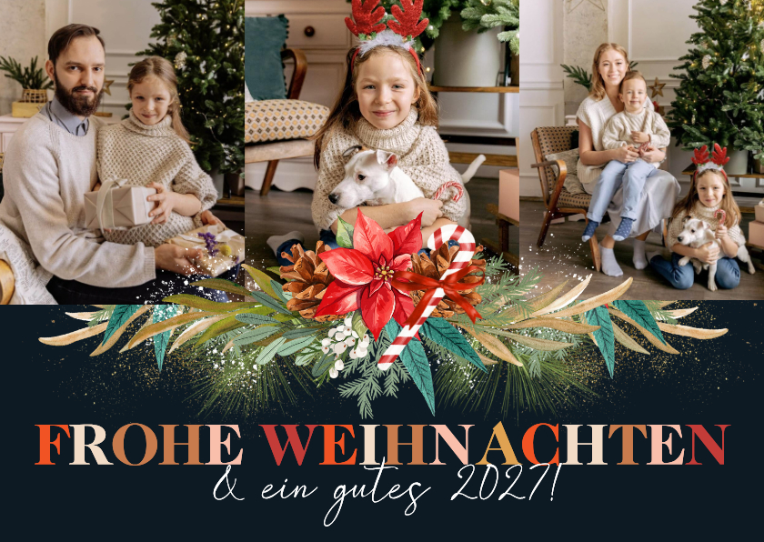 Weihnachtsgesteck Fotokarte Blumenornament - Weihnachtskarten Weihnachtskarten - Weihnachtsgesteck Fotokarte Blumenornament