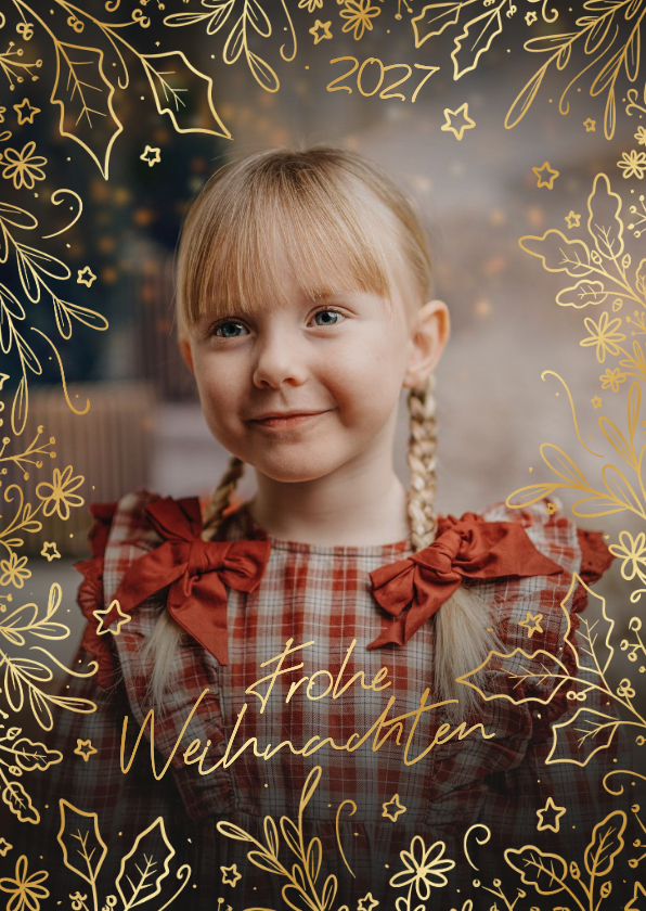 Weihnachtsgrüße botanische Ranken & Foto - Weihnachtskarten Weihnachtskarten - Weihnachtsgrüße botanische Ranken & Foto