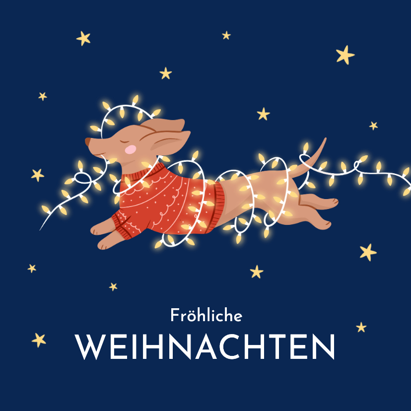 Weihnachtsgrüße Dackel mit Lichterkette - Weihnachtskarten Weihnachtskarten - Weihnachtsgrüße Dackel mit Lichterkette